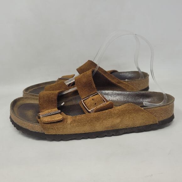Birkenstock Arizona Sandals Mens EU43 US10 Brown Suede Slides Slip On Comfort - Picture 4 of 9